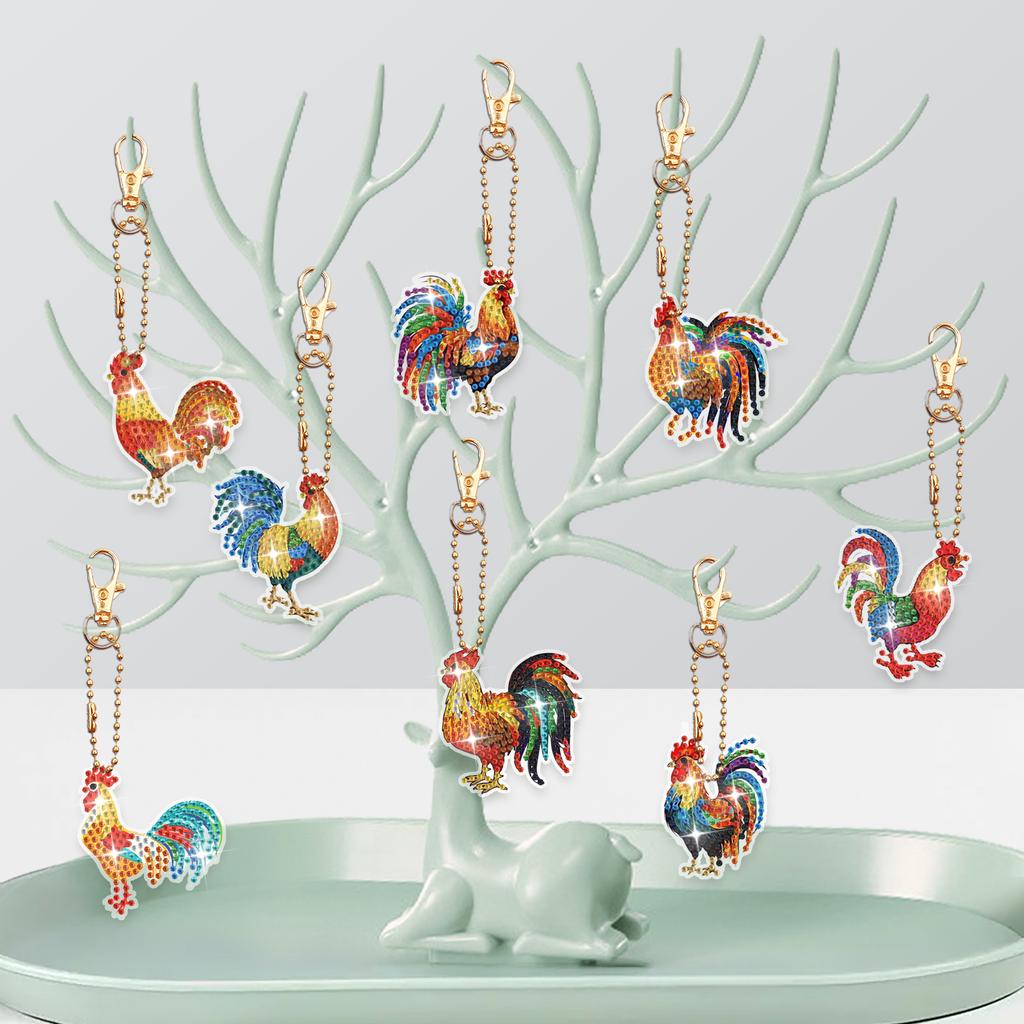 8 шт./набор DIY акриловый брелок для алмазной живописи/подвеска для сумки двухсторонний с рисунком коровы/цветного кота/петуха