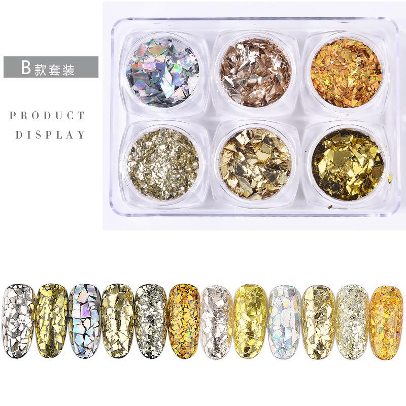 Nail Art Jewelry Glass Shards, Irregular Gold Foil Tin Foil Symphony Nail Sequins