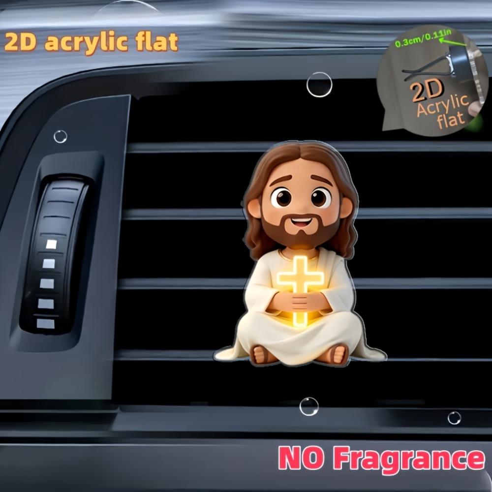 2D flat prayer car vent clip decorative diffuser (fragrance not included), car interior decoration, aromatherapy clip, ideal for holiday gifts