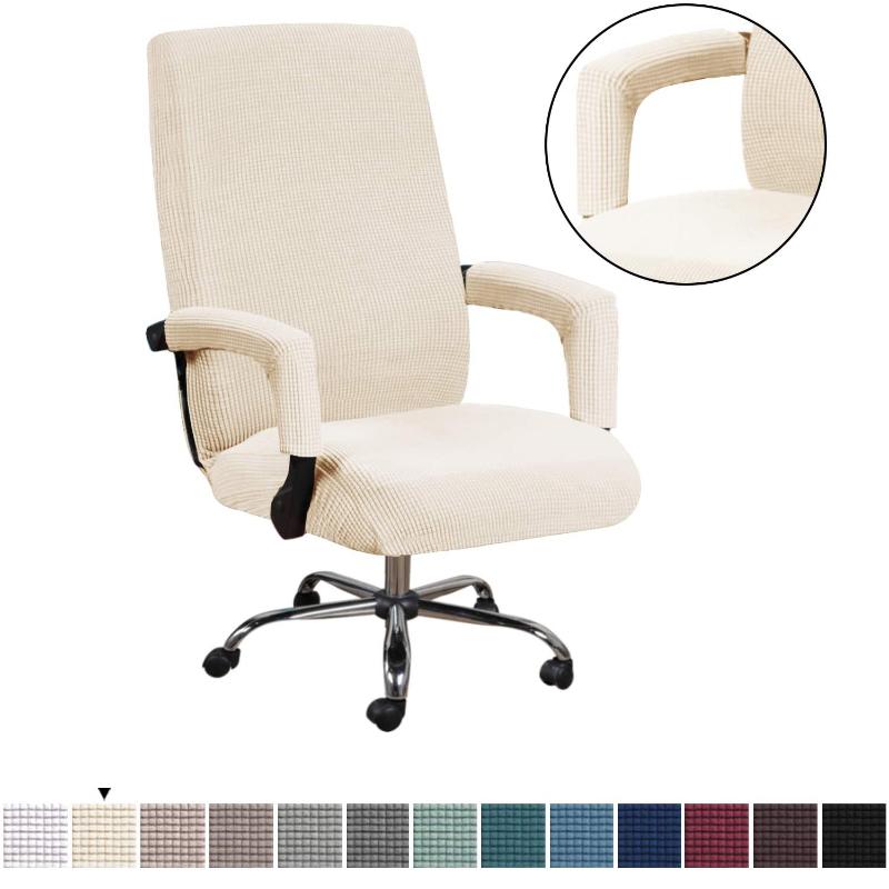 2 Sizes Office Elastic Solid Chair Covers Anti-dirty Computer Seat Chair Cover With Armrest Covers Removable  Office Seat Chairs Slipcovers