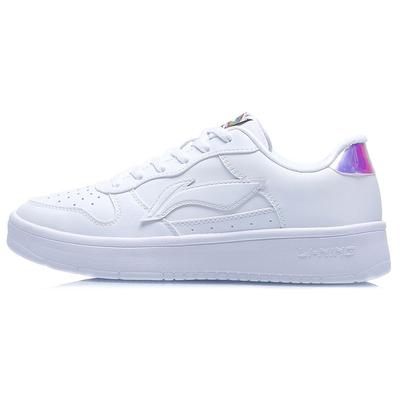 Li Ning Sports Lifestyle Series синтетическая кожа противоскользящие прочные легкие низкие кроссовки для скейтбординга женские кроссовки белые AGCQ578-2