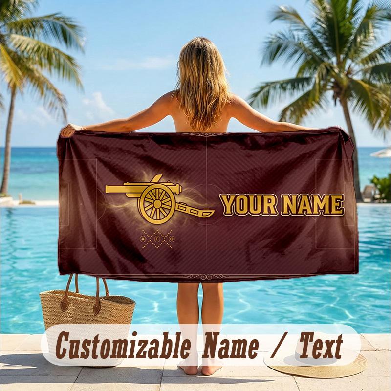 Custom Text Beach Towel, Soft Absorbent Swimming Multi-use TowelArsenal FC