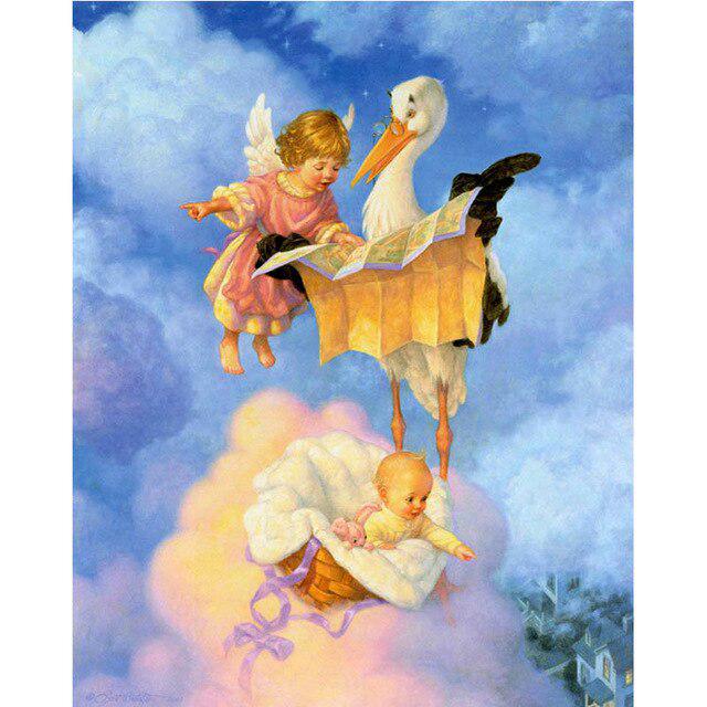 Мультфильм DIY 5D алмазная живопись вышивка крестиком полный круглый дрель Ангел Алмазная вышивка Стразы мозаика ручной работы домашний декор