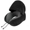 Removable Travel Neck Pillow Adjustable with Storage Bag Hooded Pillow Soft Support Washable Cover U-shaped Pillow with Cap