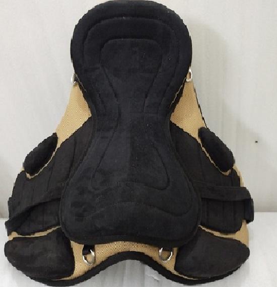 Бежево-черное безленчиковое синтетическое седло для лошадей Freemax + подпруга, все размеры для лошадей