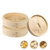 2-Tier Bamboo Steamer Set, Heat-Resistant and Durable, Small, Washable, Reusable, Stylish Bamboo Steamer with Lid, Cookware, Mini Steamer, Induction C