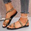 2025 Summer Plus Size Women's Open Toe Sandals Outdoor Bling Casual Flat with Thong Sandals for New Comfortable Daily Beach