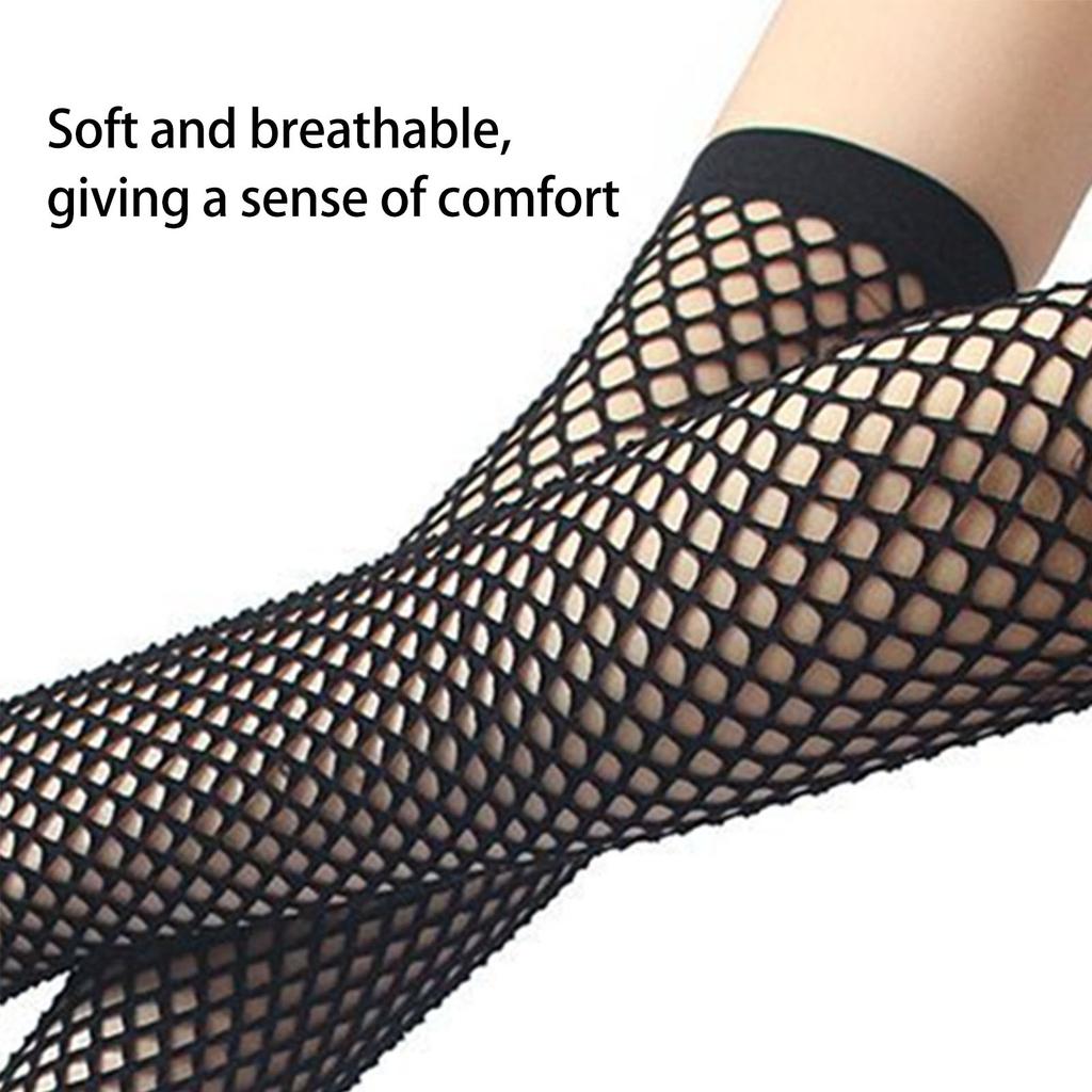 Перчатки в сетку, мягкие, дышащие, в стиле панк, полупальцы, черные, длинные, в сетку, для выпускного вечера