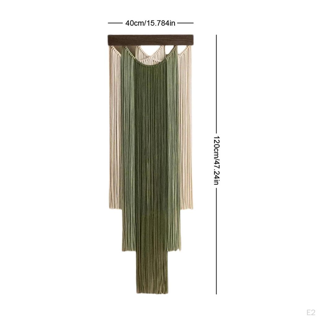 Boho Wall Hanging Handwoven Made of Wood And Polyester with Fringes Decorated Retro Design Suitable