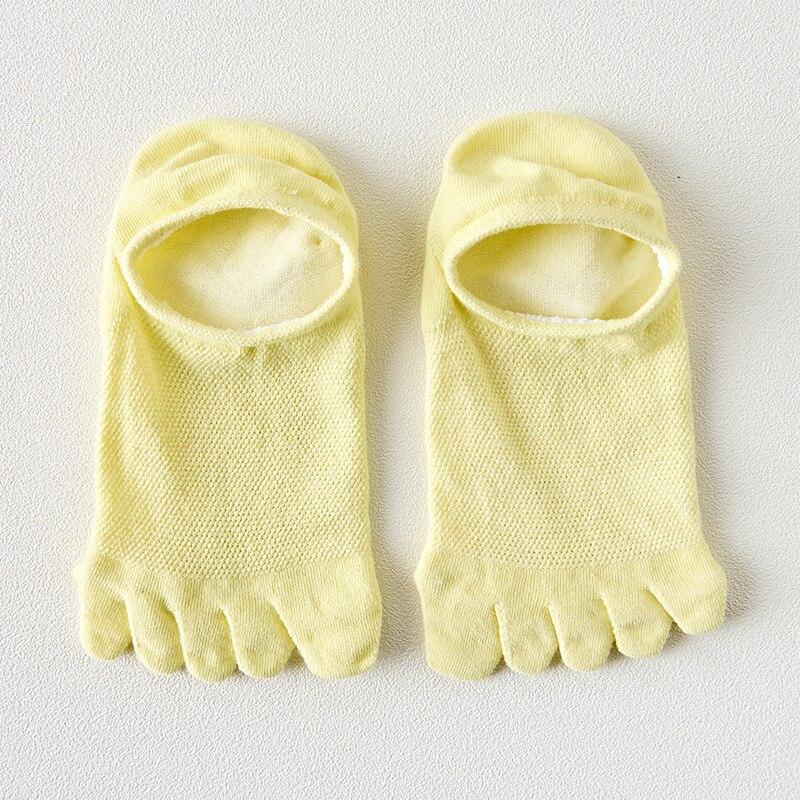 Женские носки с пятью пальцами, повседневные однотонные низкие носки-лодочки, женские летние сетчатые дышащие невидимые носки