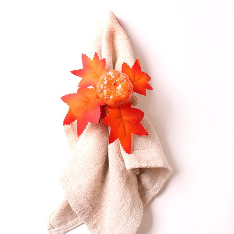 12pcs Creative Simulation Maple Leaf Napkin Buckles Modern Western Hotel Napkin Ring Serviette Ring for Dining Table