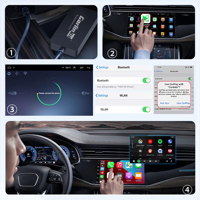 Portable Car Radio Maps Control 4 in 1 carlinkit Sem Fio Ccpa Carplay Wireless Adapter Android Auto Mirrorlink Tv Smart Ai Box