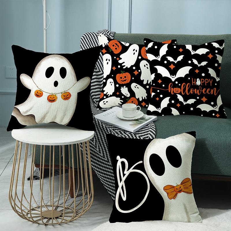 Halloween Pillow Covers 45x45cm Creative Pumpkin Ghost Print Couch Sofa Cushion Cover Home Decor Pillowcase 4pcs