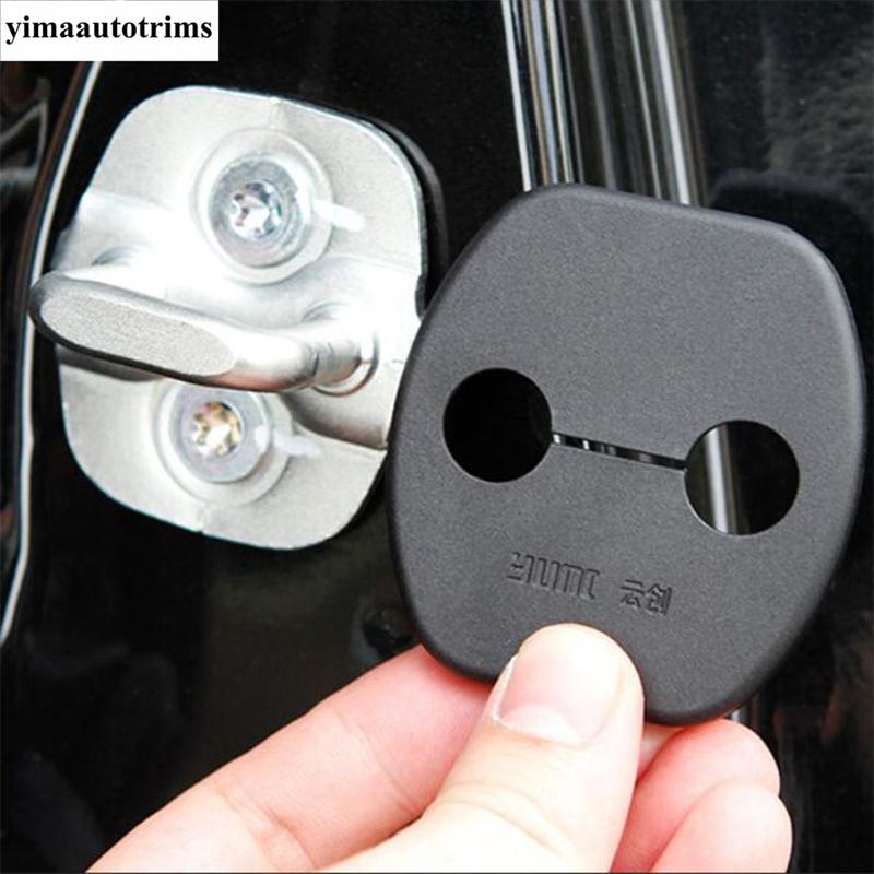 Car Door Lock Cap Protector Decoration Cover Trim Fit For Nissan Leaf 2018 - Black Plastic Interior Accessories