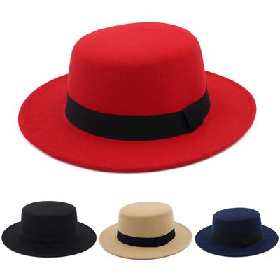 Женская широкая шерстяная шляпа Fedora с плоским верхом, вечерние церковные шляпы, кепка