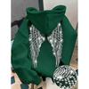 2026 Trendy Hoodie Loose Fit Rhinestone Wings Sweatshirt Casual Streetwear Teens Youth