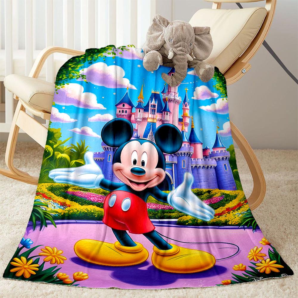 Mickey Mouse Castle Fantasy Flannel Blanket-Soft and Suitable for Sofas,Beds,Offices,Travel,All Seasons,Great Gift for Holidays and Birthdays.