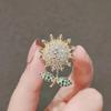Delicate Sunflower Enamel Brooch Plant Flower Elegant Women Zircon Lapel Pin Clothes Accessories Gift Jewelry