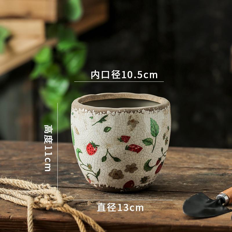 Vase Vintage Ceramic Desktop DecorationOutdoor Garden Special Flower Pot Home Indoor Breathable Creative PastoralStyle HighSense