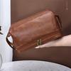 Double-Layered Toiletry Bag for Men Dad Husband Lightweight Leather Travel Shaving Kit Organizer Cosmetic Zipper Pouch