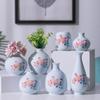 Hand Drawn Small Vase Mini Ceramic Hydroponic Planter Blue and White Porcelain Flower Arrangements Home Decoration Accessories