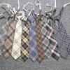 Free Jk Tie Plaid Brown Gray Vintage Student Pullover Rubber Band College Ins Japanese Tr Uniform Tie