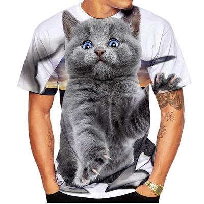 Футболка с принтом 3D Cat Cool, мужская модная повседневная футболка с коротким рукавом