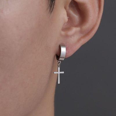 Поддельные серьги-клипсы с крестиком без пирсинга для женщин и мужчин