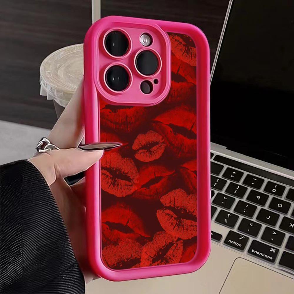 LZ23 Lips Kiss Heart Design Art Silicone Phone Case for iPhone 11 13 14 15 16 Pro Max 7 8 16 Plus 12 Mini XS Max XR Shockproof Back Cover