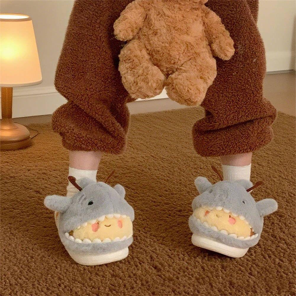 EVA+Artificial Plush Shark Bee Slippers 3D-shaped Shark Bee Soft Soles Slippers Home