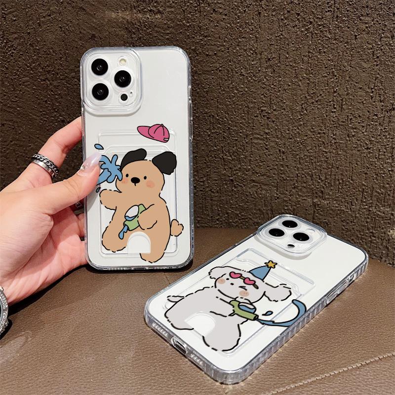 Силиконовый чехол-карман для карт для iPhone 17 16 14 Pro Max Samsung S23 S24 S25 Honor X8A Oppo Reno 10 11 12 Pro Чехол Прозрачный бампер для телефона