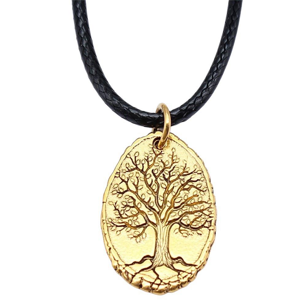 Антикварный кулон-ожерелье "Древо Жизни" Nature Boho Statement Jewelry 45см Кожаная цепочка