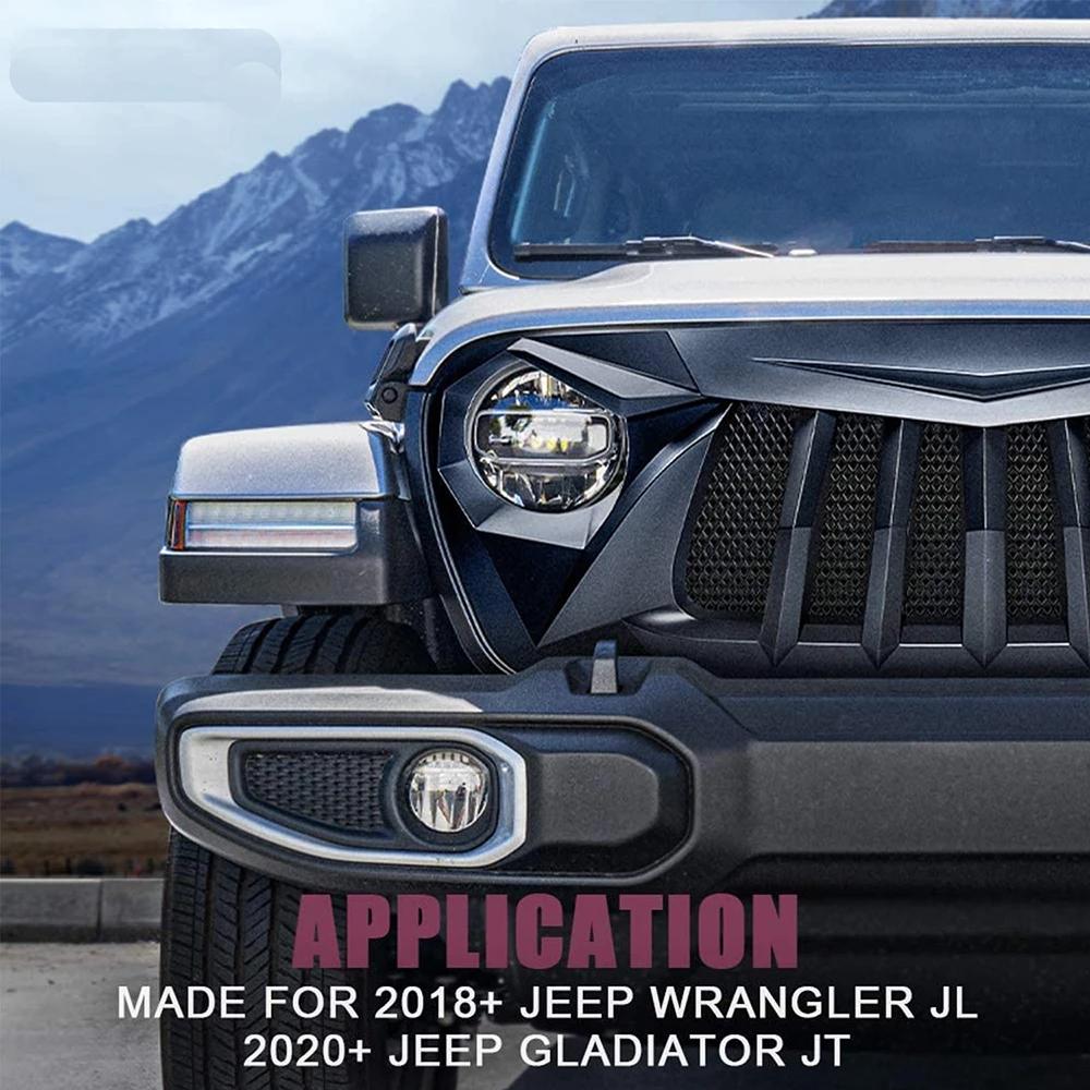 Матовая черная решетка радиатора с сеткой для Jeep Wrangler JL JT 2018 2019 2020 2021 пикап 4x4 внедорожная решетка Voor