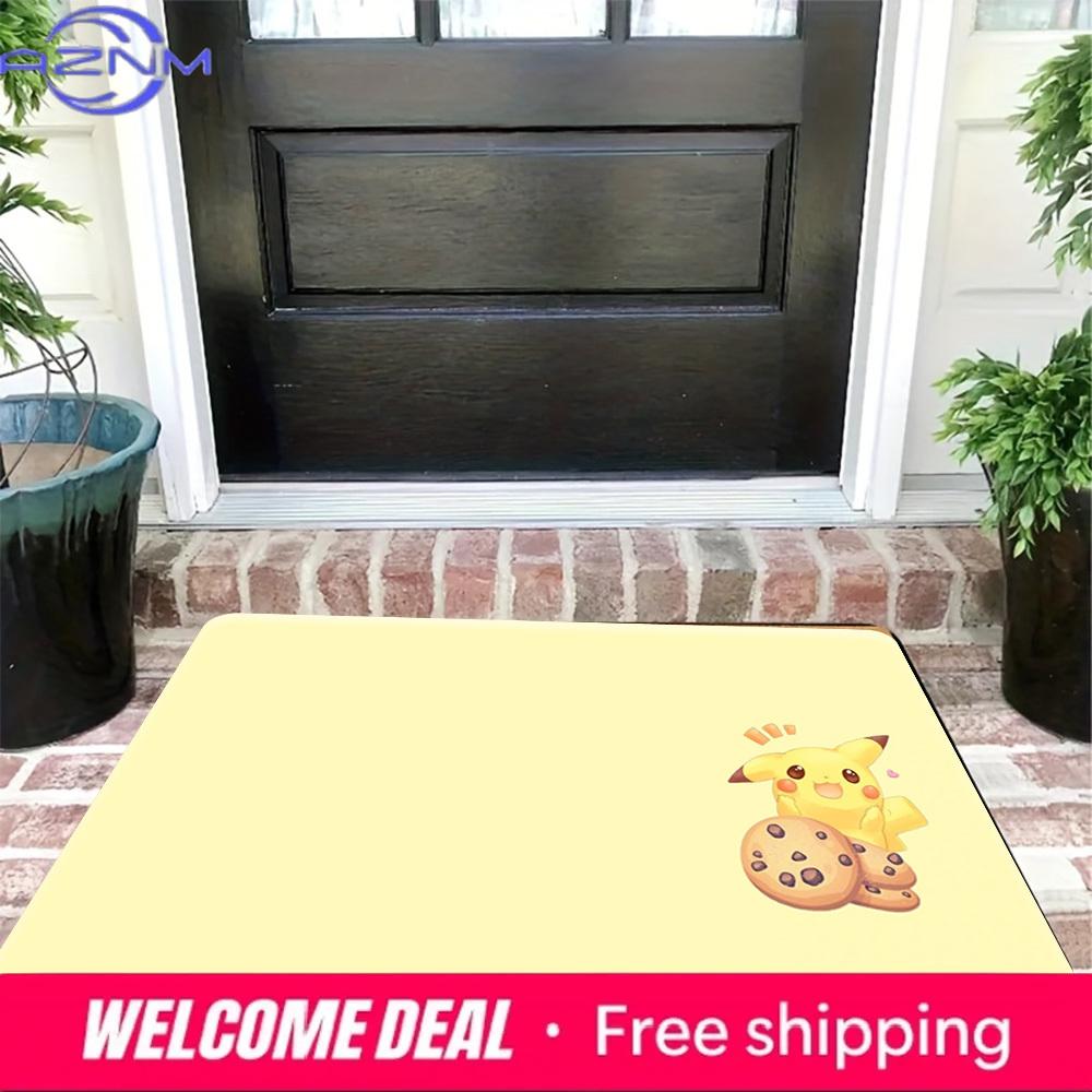 Cute Pikachu With Cookies Pattern Soft Non-slip Absorbent Home Bathroom Bedroom Entrance Floor Doormat Rug