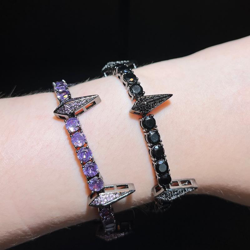 Black Panther Zircon Hip Hop Bracelet - White, Pink, Black & Purple Punk Style Bangle Jewelry