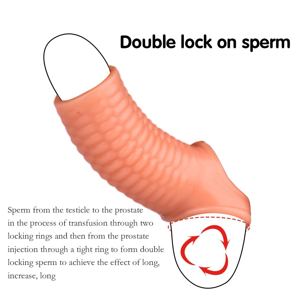 Силиконовый многоразовый рукав для пениса, гибкая головка, увеличитель пениса, удлинитель задержки эякуляции, кольцо на член, рукав для взрослых, секс-игрушки для мужчин