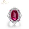 925 Sterling Silver Oval Ruby Pearls 13*18MM Gemstone Diamonds Wedding Engagement Ring Fine Jewelry