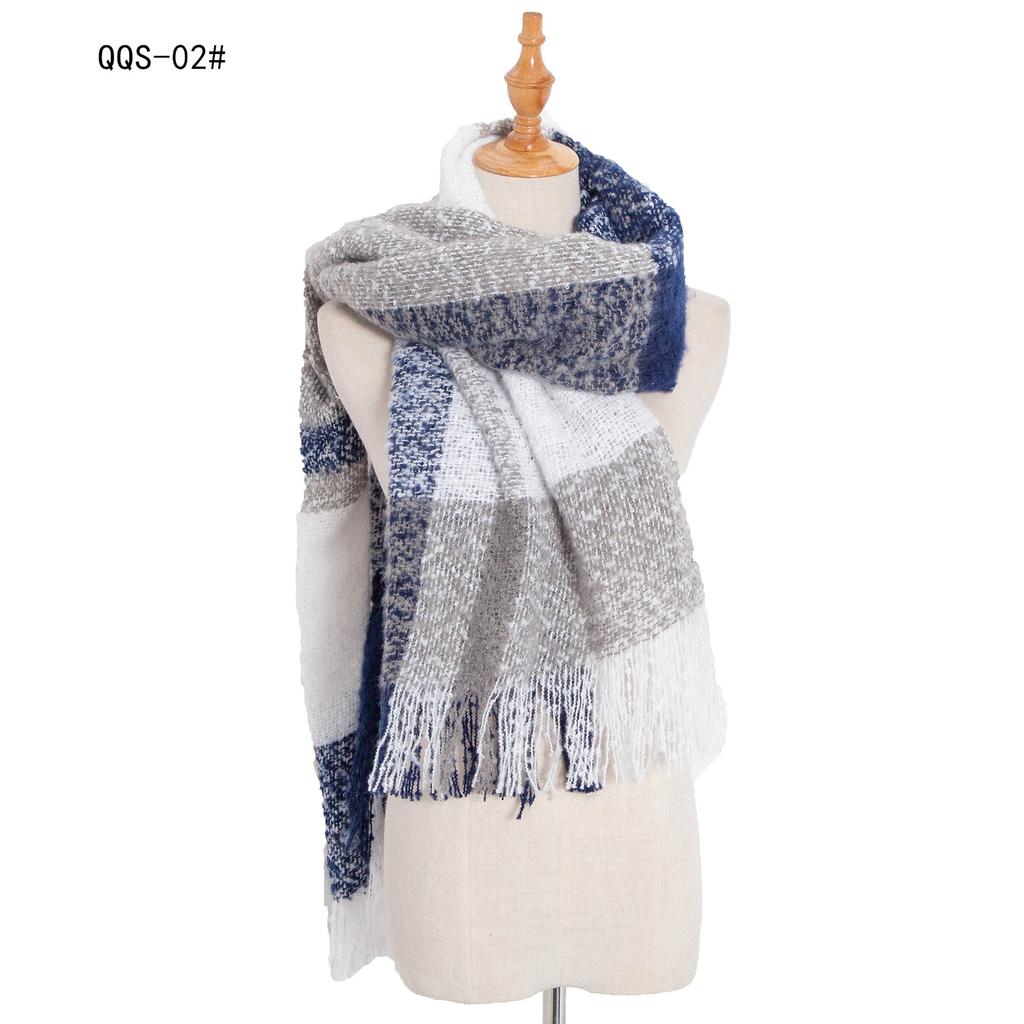 Autumn and Winter Polyester Circle Sand Plaid Scarf Women's Warm Fringed Scarf Shawl