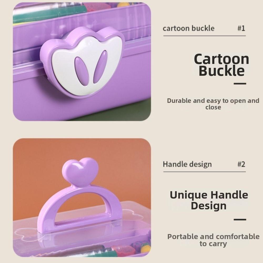 3 Layers Hairpin Storage Box Foldable Transparent Lid Toy Organizer Box Cartoon Large Capacity Jewellery Box Hair Accessories