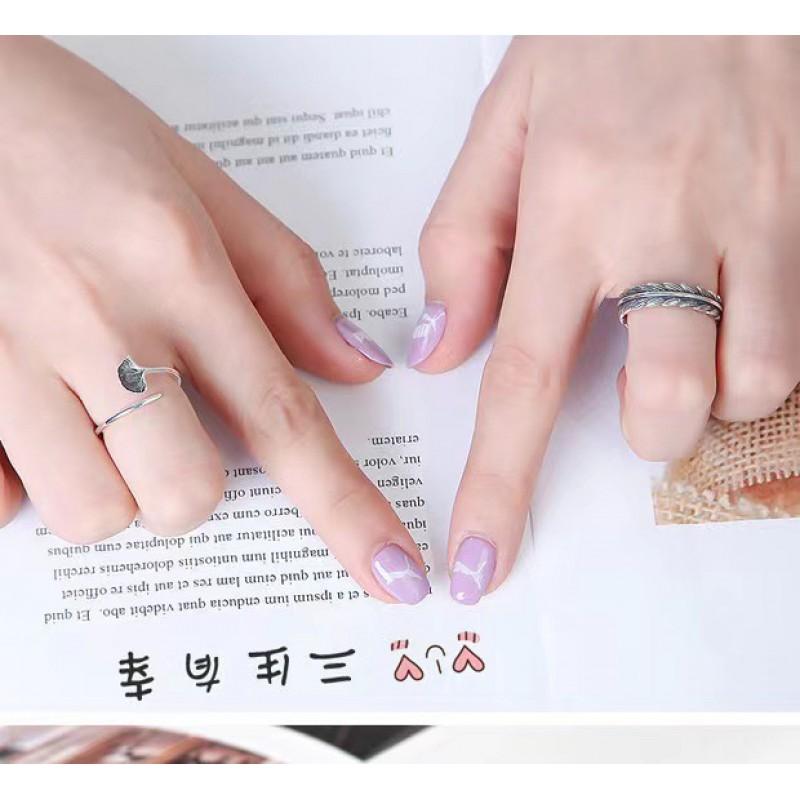 Adjustable Vintage Couple Ring Set With Ginkgo Leaf Design Romantic Boho Plated Unisex Jewelry Gift
