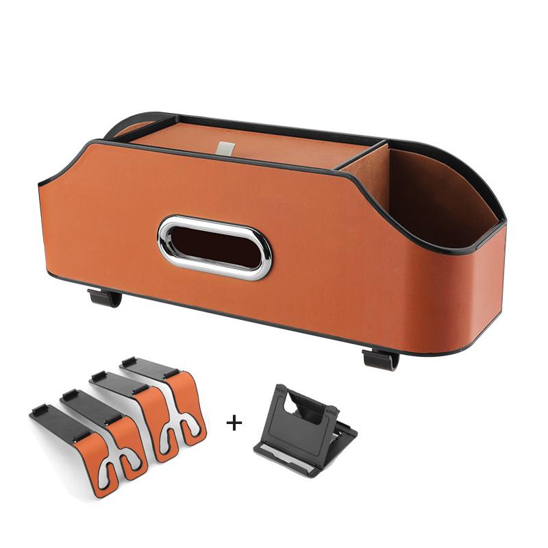 Автомобильный многофункциональный кожаный ящик для хранения салфеток под сиденьем автомобиля, бумажный пакет на заднем сиденье, держатель для стакана с водой, подвесной крючок, органайзер