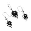 Natural Black Onyx Gemstone Pendant Earrings Jewelry Sets, 925 Sterling Silver, Dangle Drop Earrings, Handmade Jewelry Set, Gift for Easter