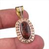 Natural Mahogany Obsidian 925 Sterling Silver Jewelry TwoTone Pendant 1.50" u6B12