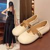 French Soft Leather Mary Jane Single Shoes Women's Flats Summer 2025 New Gentle Wind Pregnant Women Soft-soled Beanie Shoes