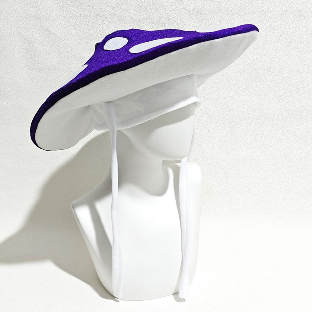 Lovely Mushroom Hat With Adjustable Neckties Soft Polyester Costume Accessory Headwear For RolePlay Halloween Party