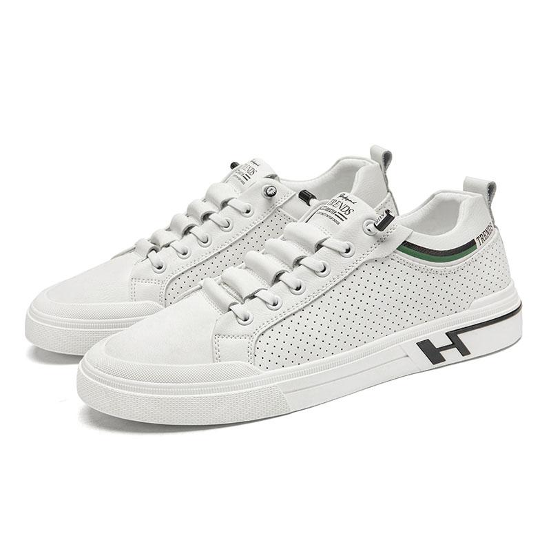 Модные кожаные классические скейт-кеды для мужчин 2024 года, новые простые повседневные туфли для мужчин, кроссовки со шнуровкой для мужчин, модные мужские прогулочные туфли с вырезами