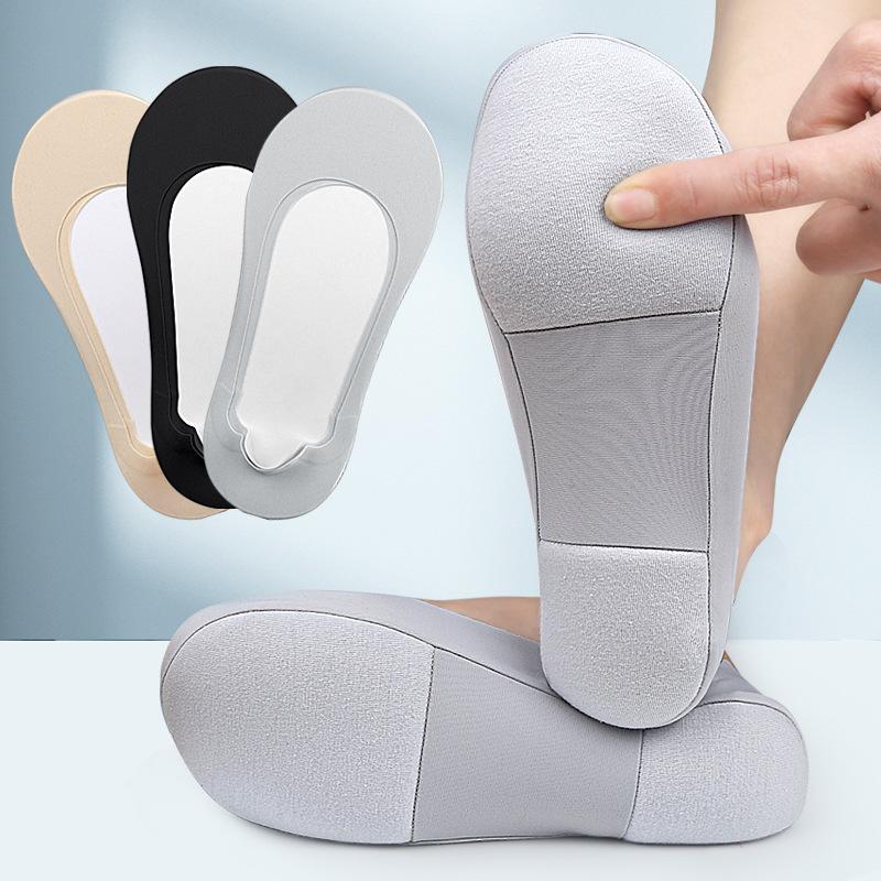 Women's Arch Invisible Light Mouth Boat Socks Soft Sponge Shock Absorption and Compression Absorption Arbitrary Cut Invisible Non-slip Low Top Socks