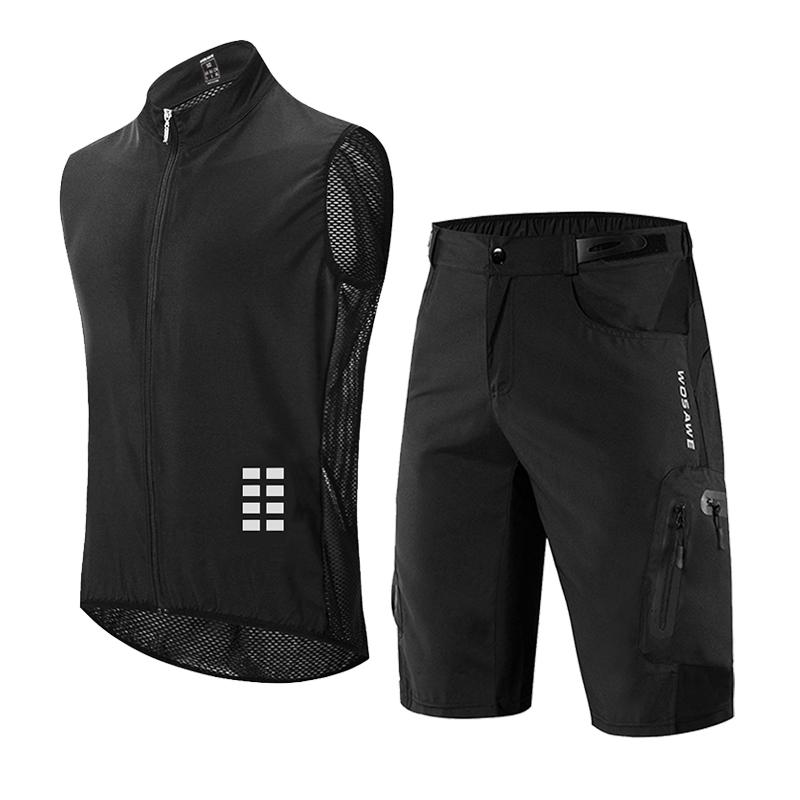 Wosawe Мужские спортивные комплекты, быстросохнущая майка без рукавов, велосипедный жилет для горного велосипеда, шорты, комплекты, легкие дышащие быстросохнущие полуштаны для пешего туризма, кемпинга