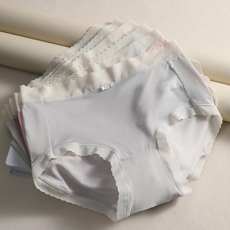 5Pcs Women's Seamless Nylon Panties Low Rise Sexy Underwear Solid Ice Silk Lingerie