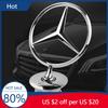ERS3  Hot 2025 44mm 3D Metal Chrome Car Front Hood Emblem Bonnet Logo For Mercedes Benz C E S Class W204 W205 W212 W213 W211 W220 W222